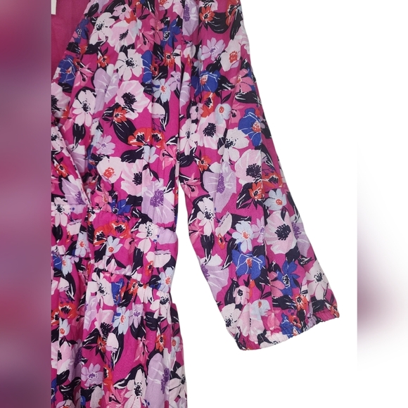 ON 34TH pink floral Trendy Plus Size Printed Blouson-Sleeve Cotton Midi Dress XL - Picture 5 of 9